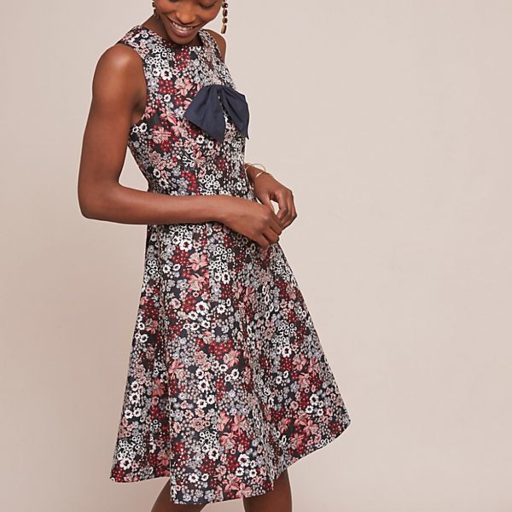 Anthropologie Bow Tied Floral Dress
